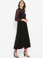 Janasya Black & Pink Printed A-Line Kurta - Distacart