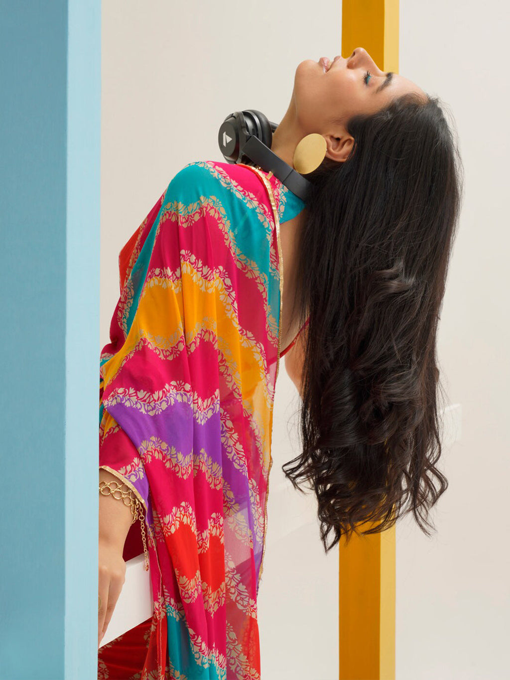 Tikhi Imli Leheriya Gotta Patti Saree - Distacart