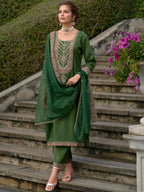 Indo Era Ethnic Motifs Yoke Design Straight Kurta with Trousers & Dupatta - Distacart