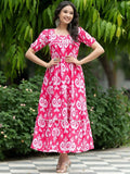 The52 Women's Gorgeous Flared Printed French Crepe Dress - Distacart