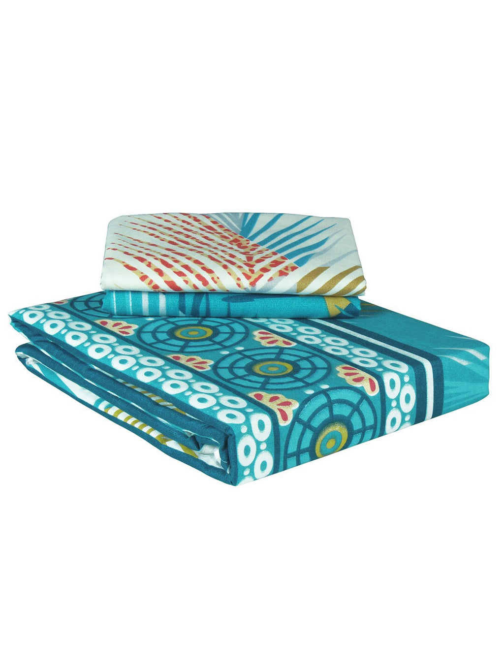 Story@home Blue & White Floral Microfiber 180 TC Queen Bedsheet With 2 Pillow Covers
