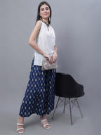 TAG 7 Women Mid-Rise Floral Printed Flared Ethnic Pure Cotton Palazzos