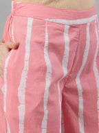 Aks Striped Pure Cotton Straight Kurta With Palazzos