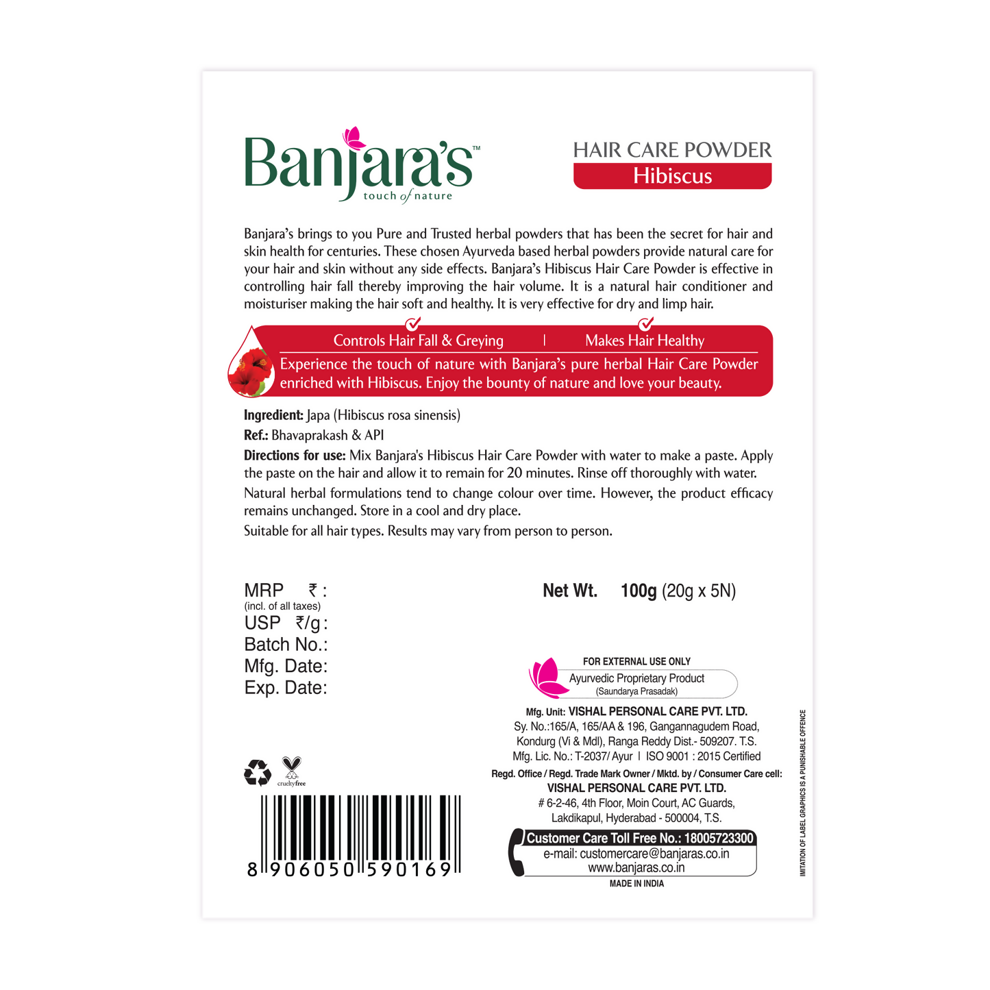 Banjara's Hibiscus Hair Care Powder