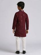 Joban Fashion Kids Island Traditional Ethnic Wear with Silk Sequence Embroidery Full Sleeves Kurta and Pyjama Set - Wine