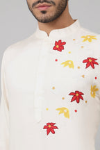 Cotton Kurta With Floral Embroidery Patch Embellishment by Hilo Design