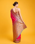 Monjolika Fashion Rani Pink Banarasi Rich Zari Woven Weave For Opulent Charm Silk Saree - Distacart