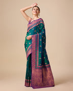 Monjolika Fashion Dark Teal Color Banarasi Rich Zari Woven Weave For Opulent Charm Silk Saree - Distacart