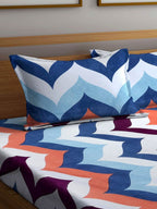 Arrabi Multicoloured Ethnic Motifs 300 TC Super King Bedsheet with 2 Pillow Covers