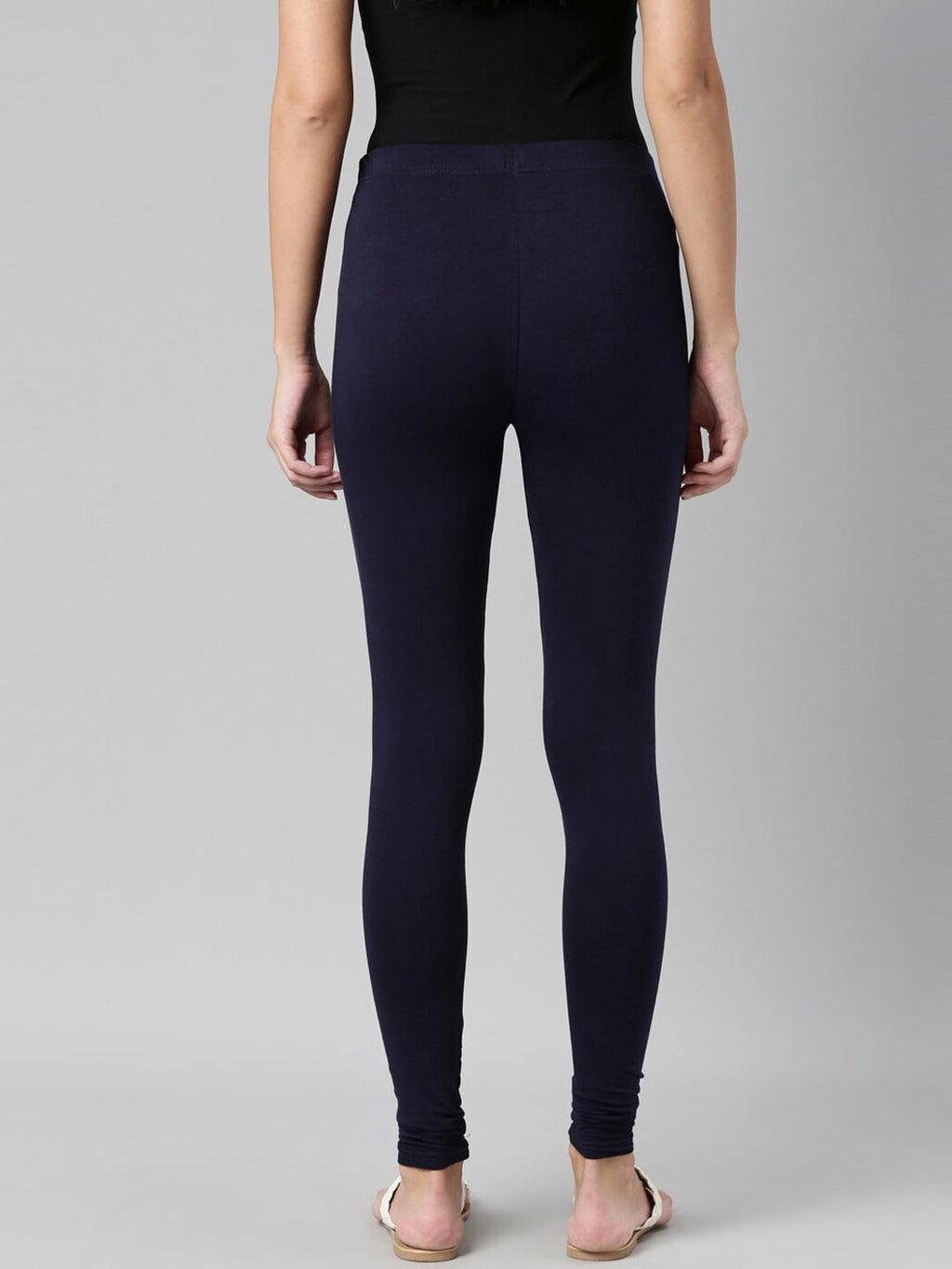 Souchii Navy Blue Solid Churidar Length Leggings - Distacart