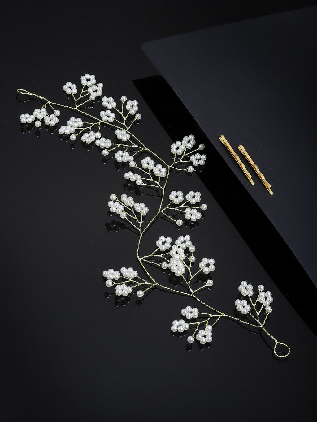 Panash Women Gold-Toned & White Beaded Tiara - Distacart