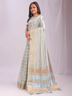 Shree Shyam Fashion Organza Sky Blue Saree - Distacart