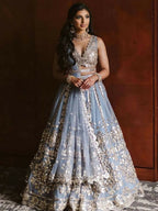 Jyoti Fashion Glamorous Grey Zari With Paper Mirror Embroidered Net Lehenga Choli with Dupatta