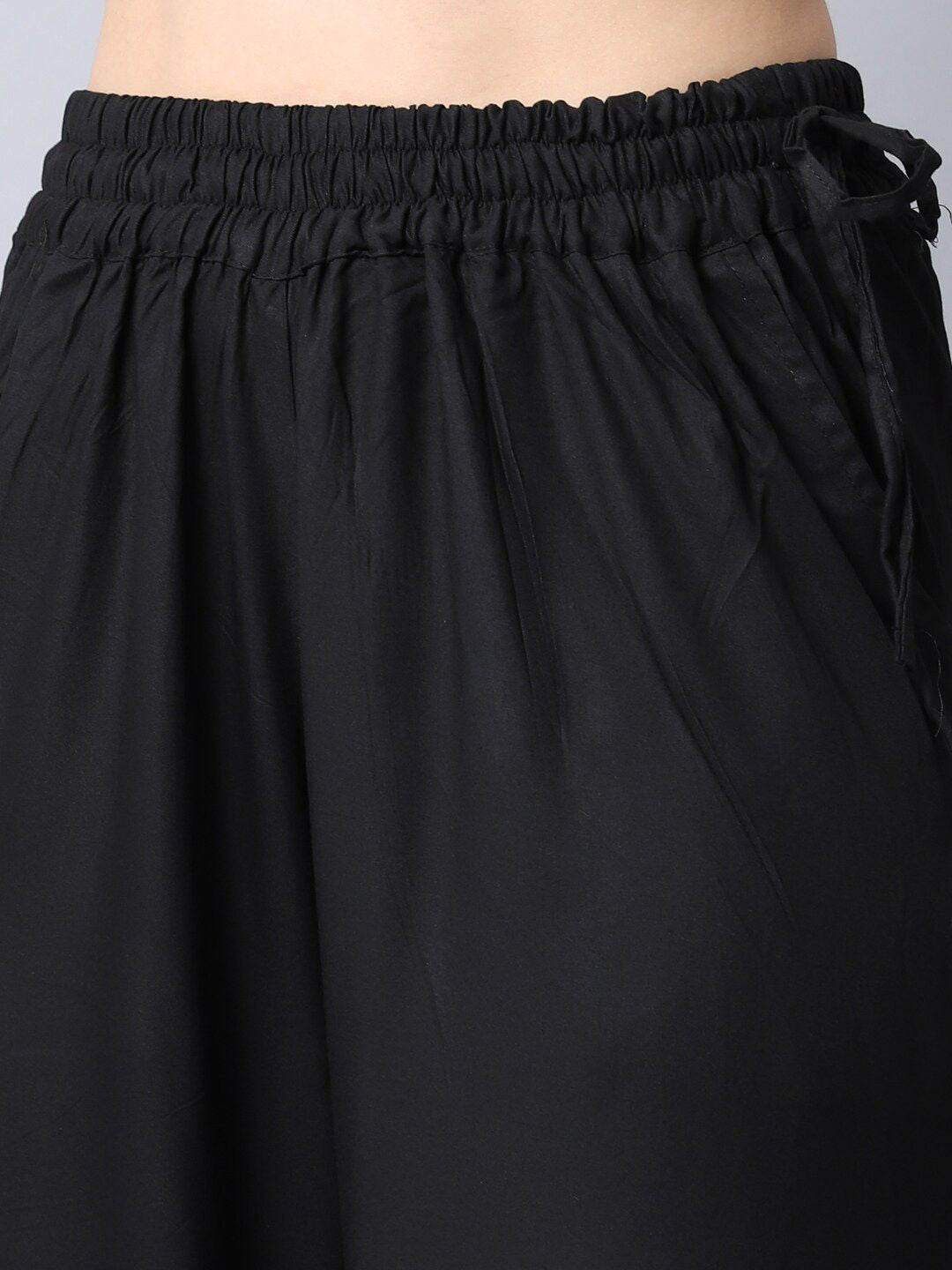 TAG 7 Women Black Flared Ethnic Palazzos