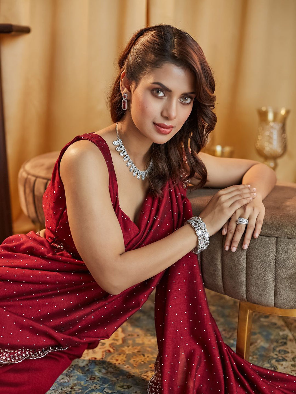 kasee Embellished Beads and Stones Silk Blend Saree - Distacart