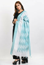 Mominos Fashion Moeza Women's Handloom Cotton Ikkat Sea Green Dupatta - Distacart