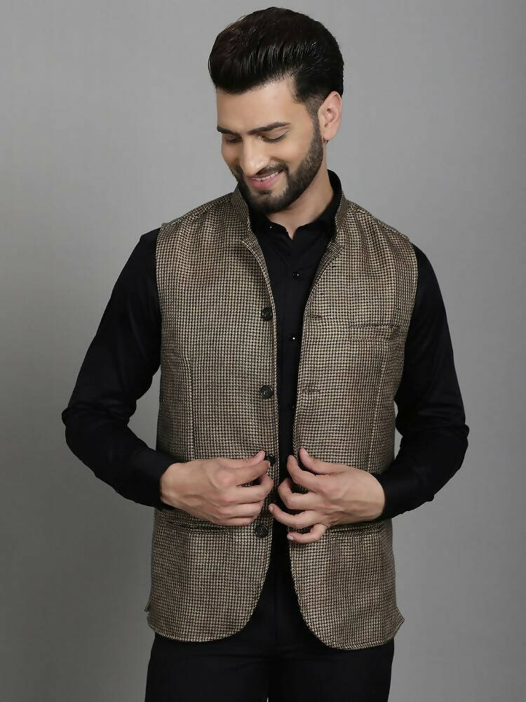 Even Apparels Nehru Jacket With Welt Pockets - Beige
