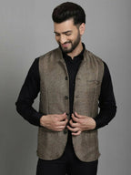 Even Apparels Nehru Jacket With Welt Pockets - Beige