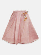 Ahalyaa Rusty Rose Chanderi Gold Foil Print Lehenga Choli With Dupatta For Girls