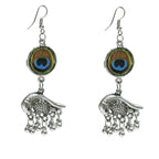 Mominos Fashion Johar Kamal Oxidised Silver-Plated Brass Finish Peacock Design Long Necklace Set For Women - Distacart