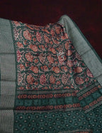 Light Green Lotus Print Semi Chanderi Saree By Gayathri Reddy Designer Studio - Distacart