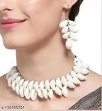 Tehzeeb Creations Women's White Seap Design Necklace Set