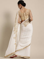 Saree Mall White & Golden Floral Muga Saree - Distacart