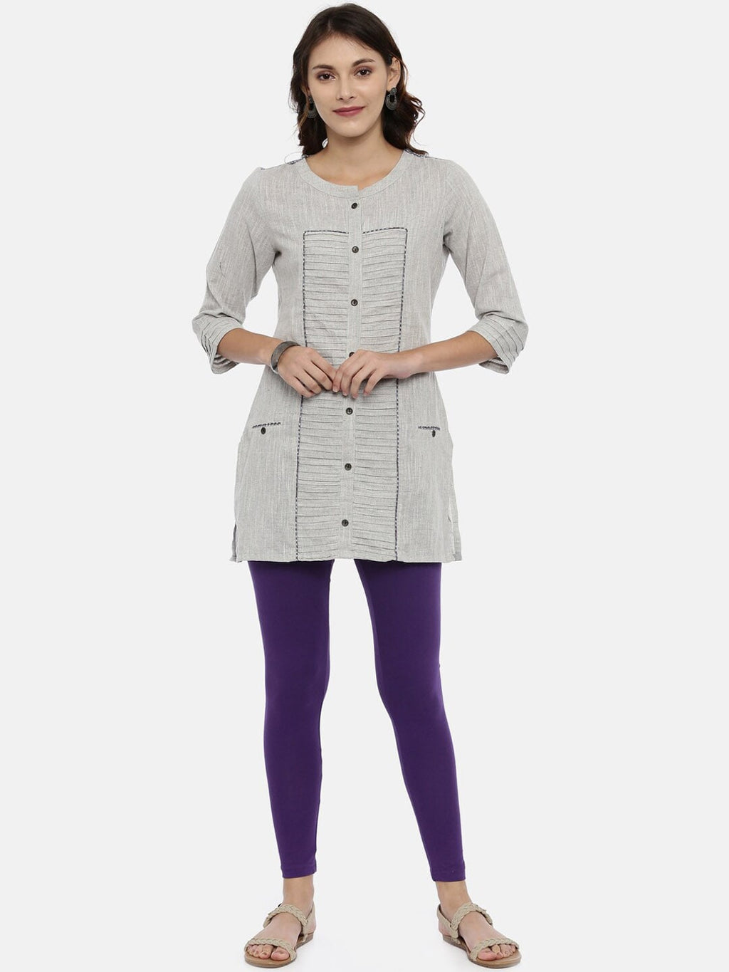 Souchii Violet Solid Slim-Fit Ankle-Length Leggings - Distacart