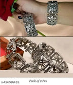 Tehzeeb Creations Women's Silver Plated Oxidised Bangle Set - Distacart