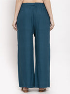 TAG 7 Women Pack of 2 Blue & Beige Solid Wide-Leg Palazzos