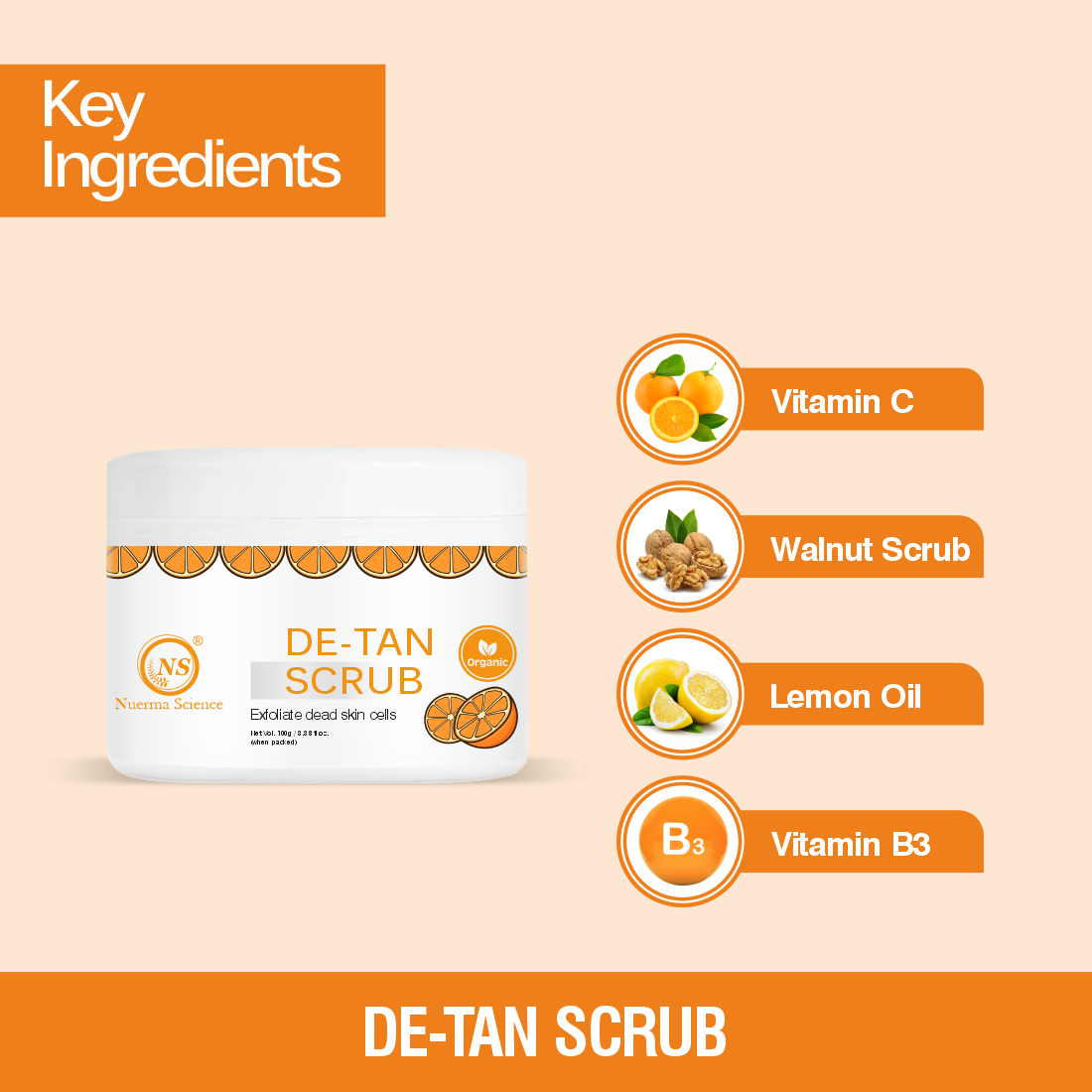 Nuerma Science De-Tan Face Scrub | Removes Blackheads, Whiteheads & Controls Excess Oil