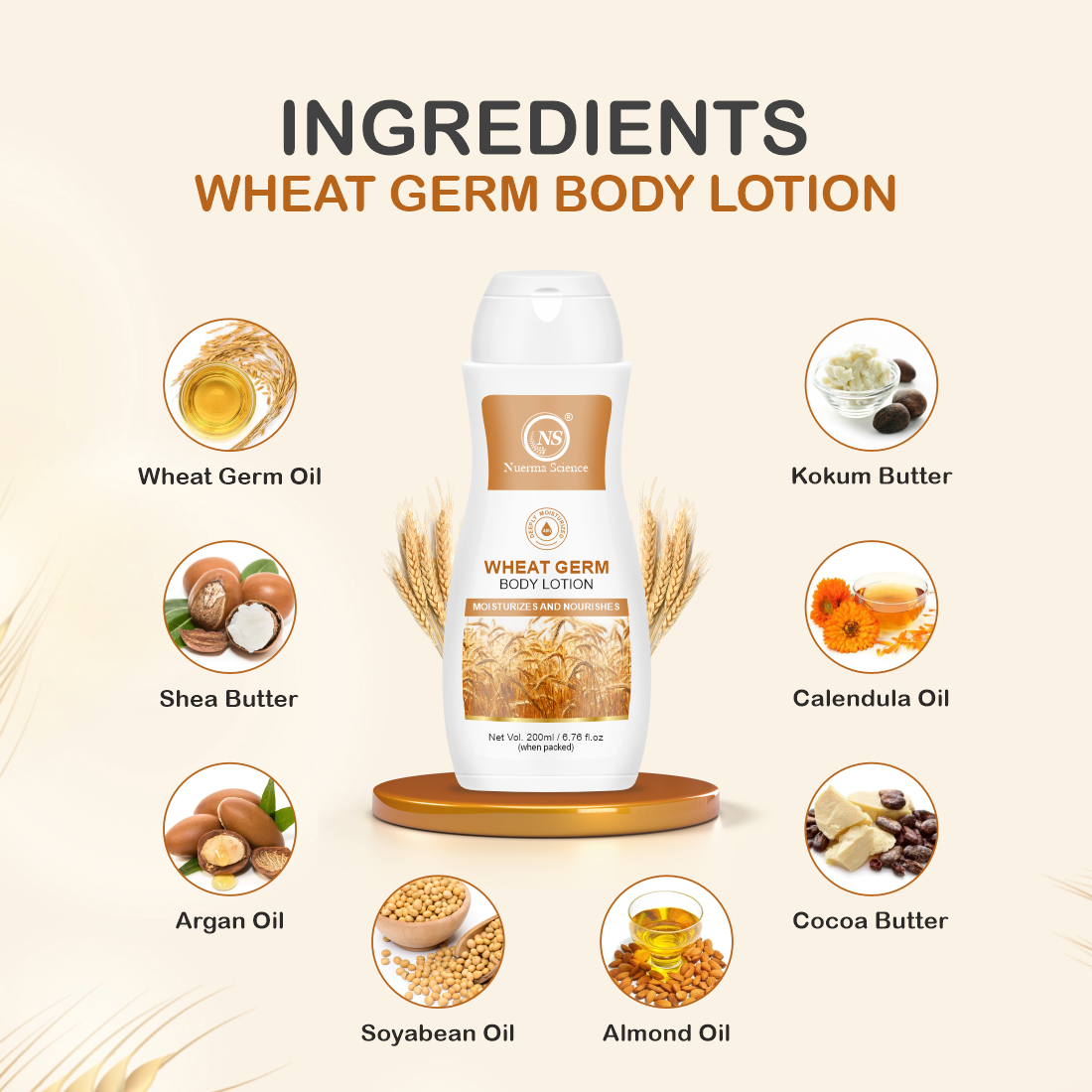 Nuerma Science Wheat Germ Body Lotion to Moisturize & Nourishes Skin