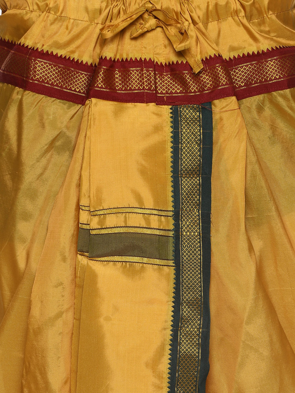 Sethukrishna Men Mustard Yellow Solid Readymade Dhoti Pants With Angavastram - Distacart