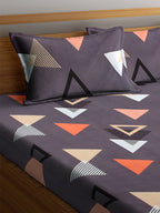 KLOTTHE Purple Geometric 210 TC Cotton Bedsheet with Pillow Covers - Distacart