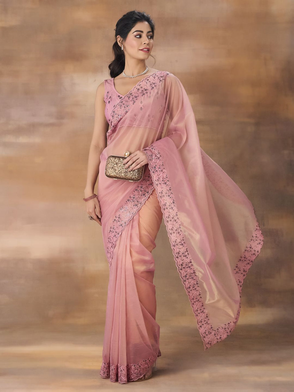 kasee Embroidered Net Saree - Distacart