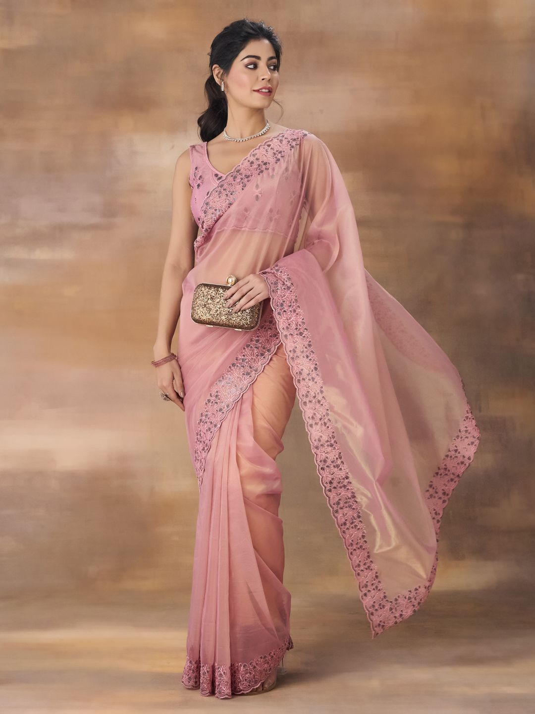 kasee Embroidered Net Saree - Distacart