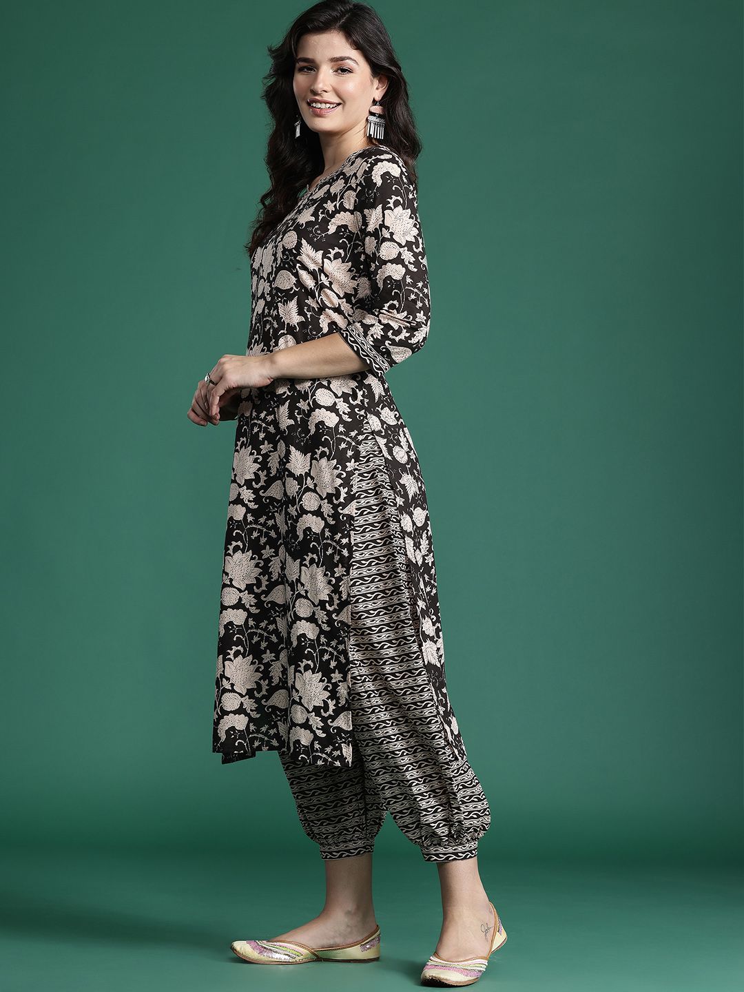 Indo Era Floral Printed Pure Cotton Kurta with Salwar & With Dupatta - Distacart