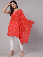 Aks Bandhani Printed Extended Sleeves Kaftan Kurta