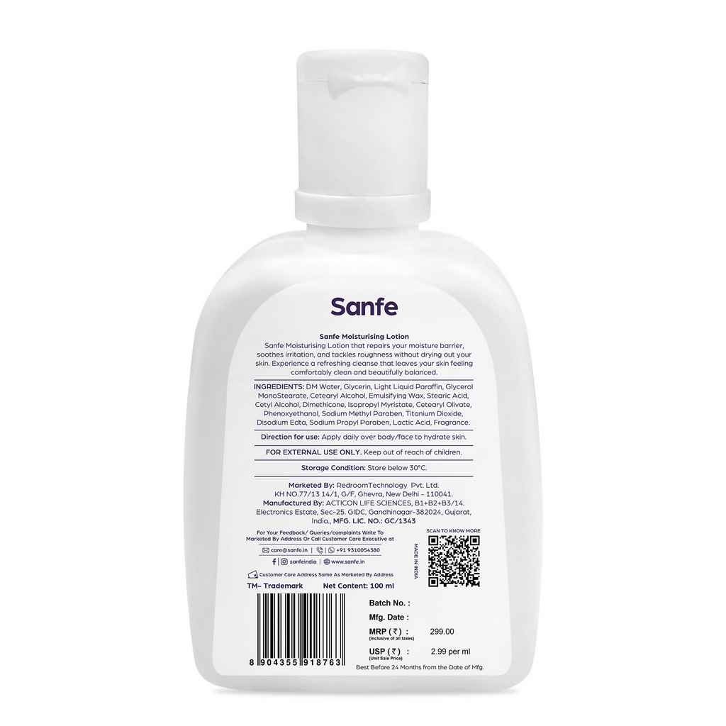 Sanfe Moisturising Lotion Improves skin moisture in 24 hour Moisturizer
