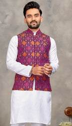 Anaita Purple Cotton Straight Kurta Payjama & Kurta With Jequard Work
