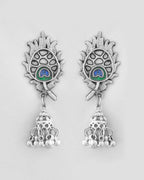 VOJ Silver Plated Oxidized Kanha Shape Long Necklace with Earring Set