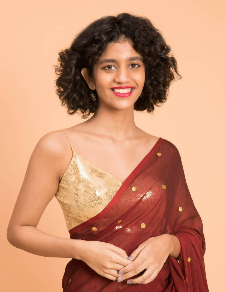 Suta Maroon Embellished Sequinned Pure Cotton Saree - Distacart