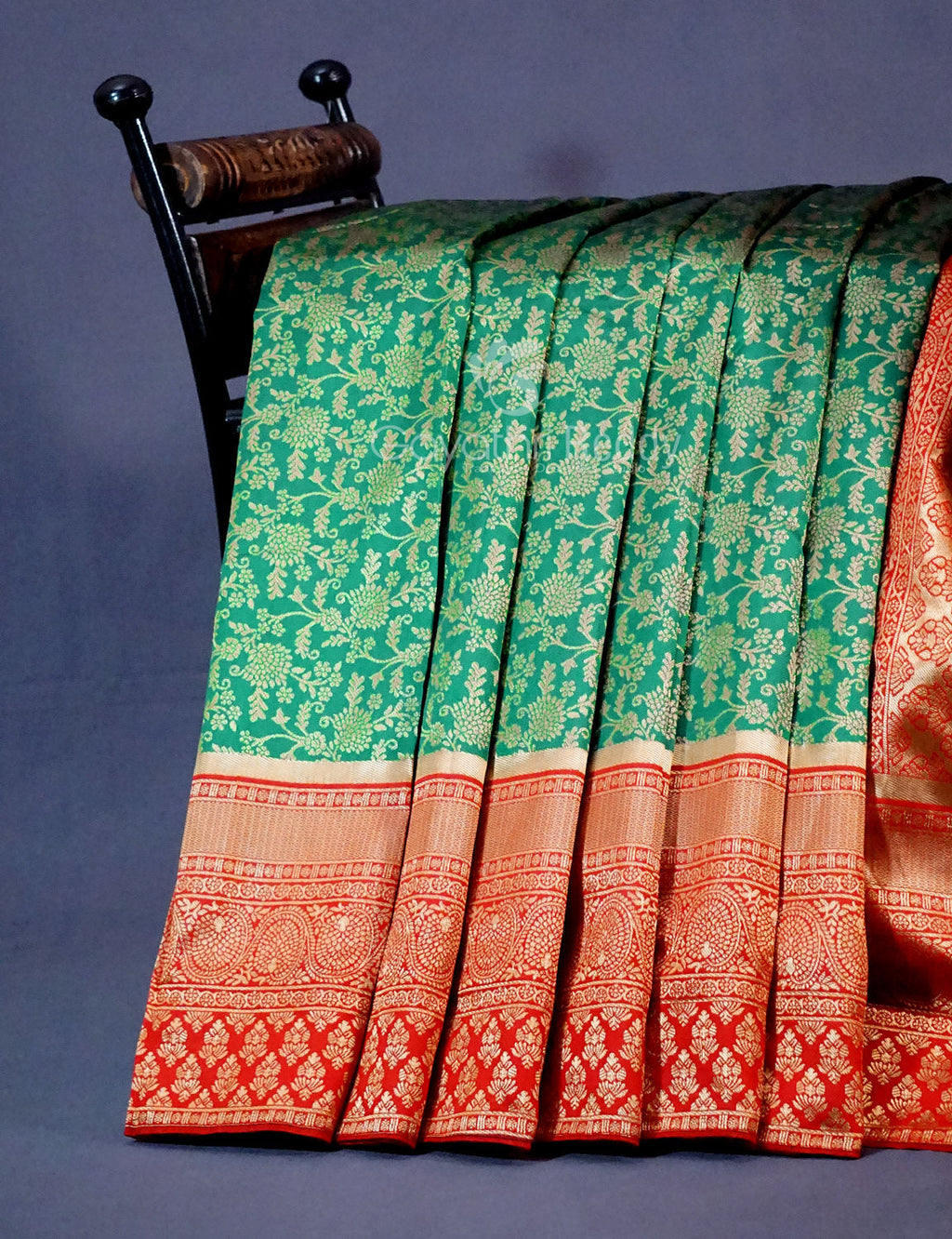 Shades of Green Floral Designbanaras Semi Silk Saree By Gayathri Reddy Designer Studio