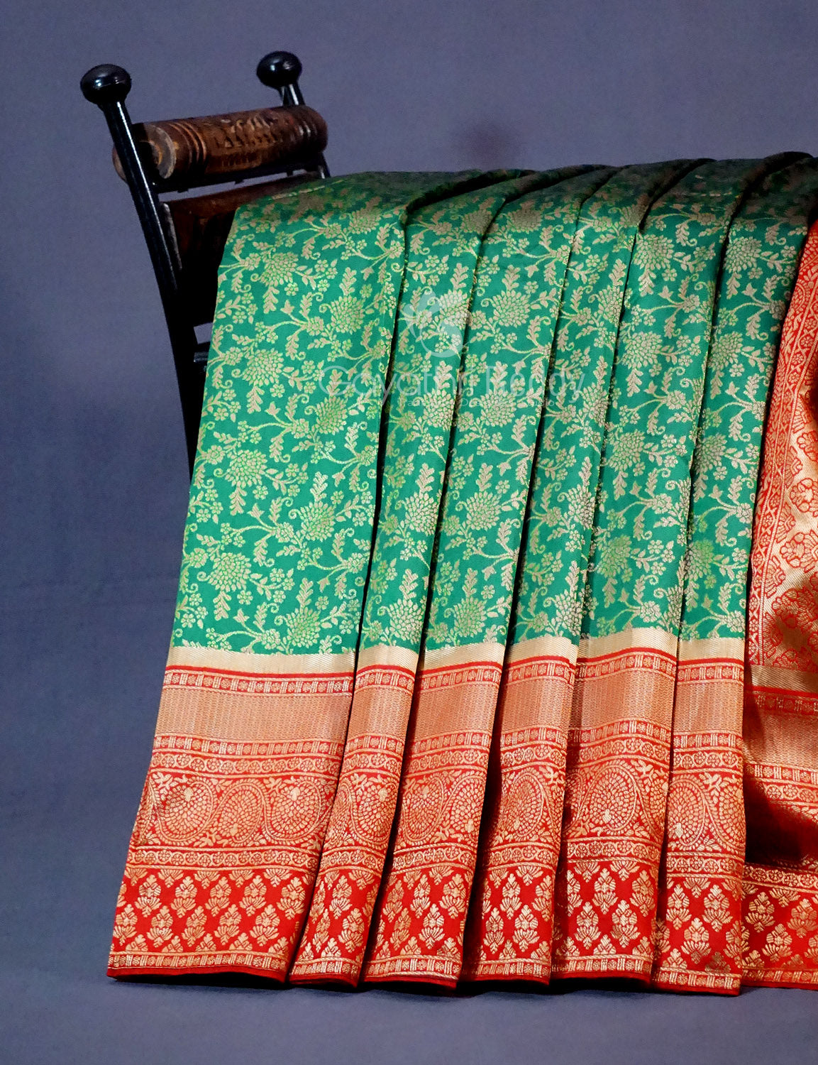 Shades of Green Floral Designbanaras Semi Silk Saree By Gayathri Reddy Designer Studio