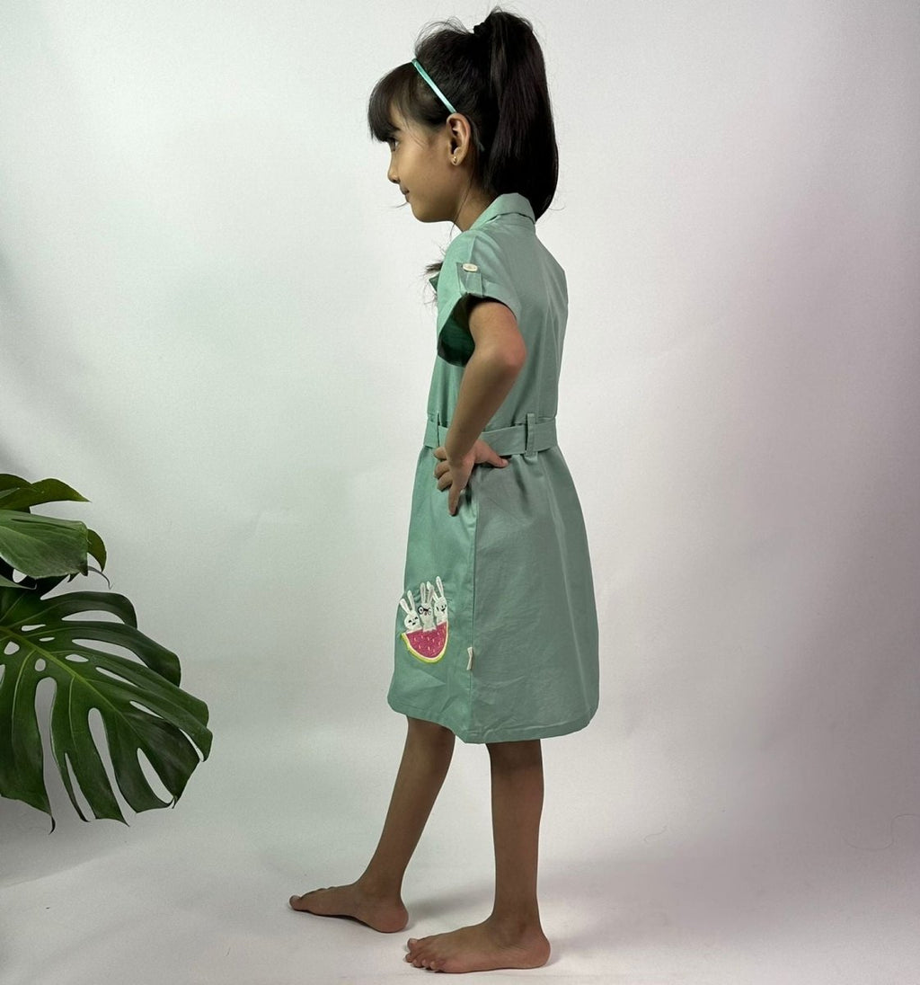 ArthLife Seafoam Green Watermelon Shirt Dress