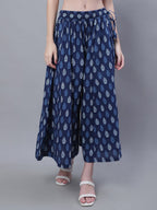 TAG 7 Women Mid-Rise Floral Printed Flared Ethnic Pure Cotton Palazzos