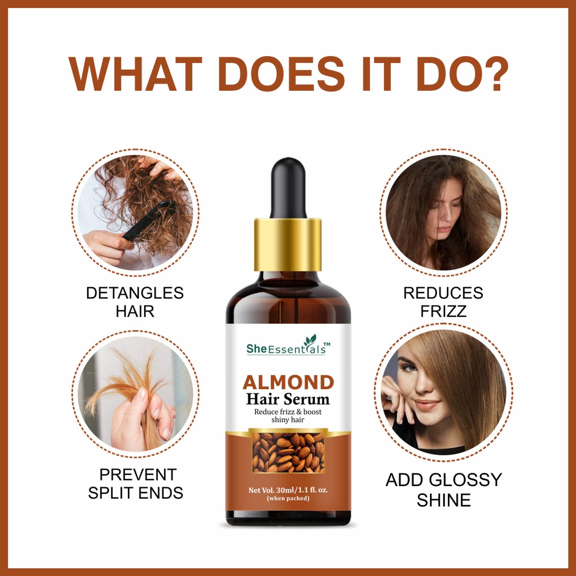 She Essentials Almond Oil Hair Serum Remove Roughness & Frizz