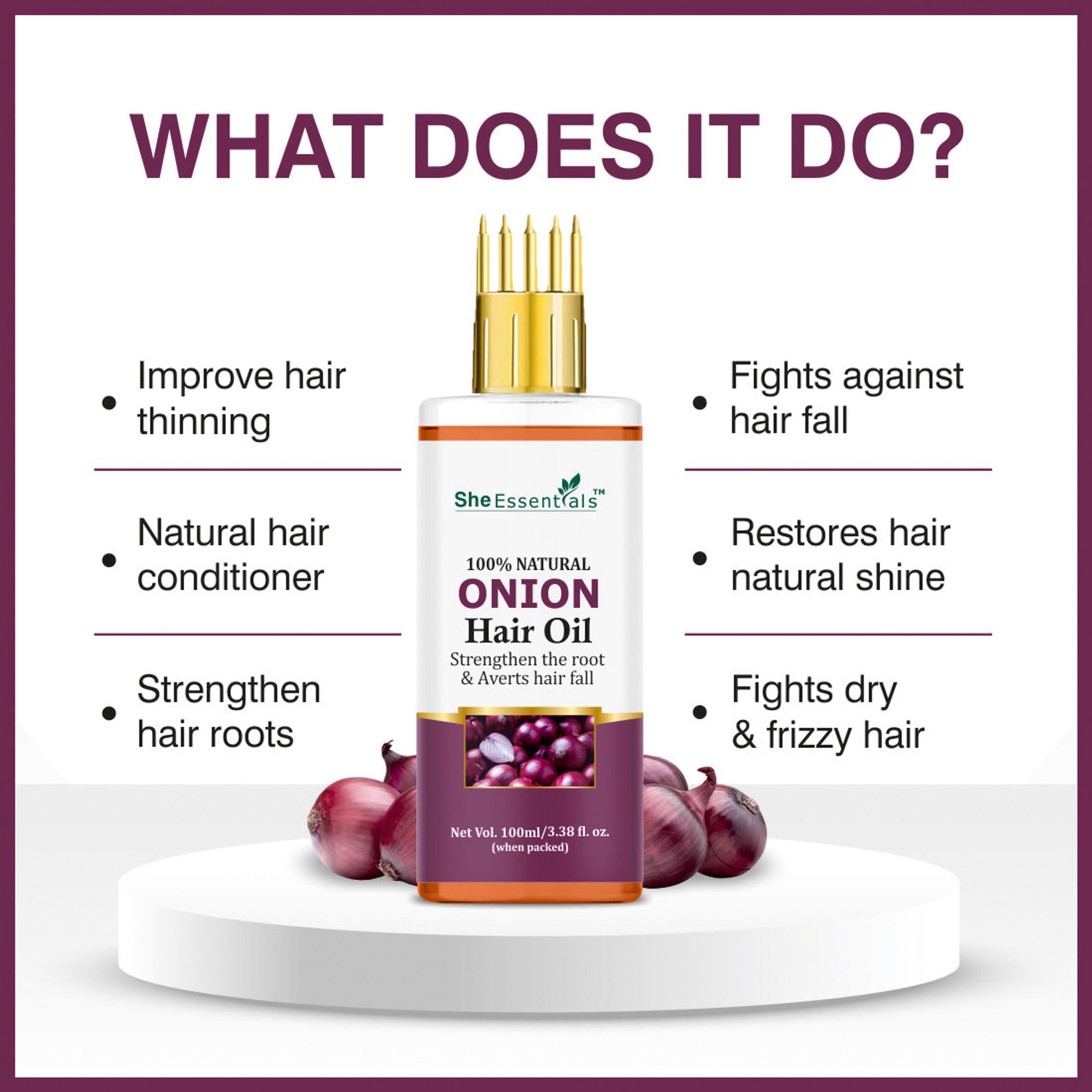 She Essentials Onion Hair Oil For Hair Fall Control