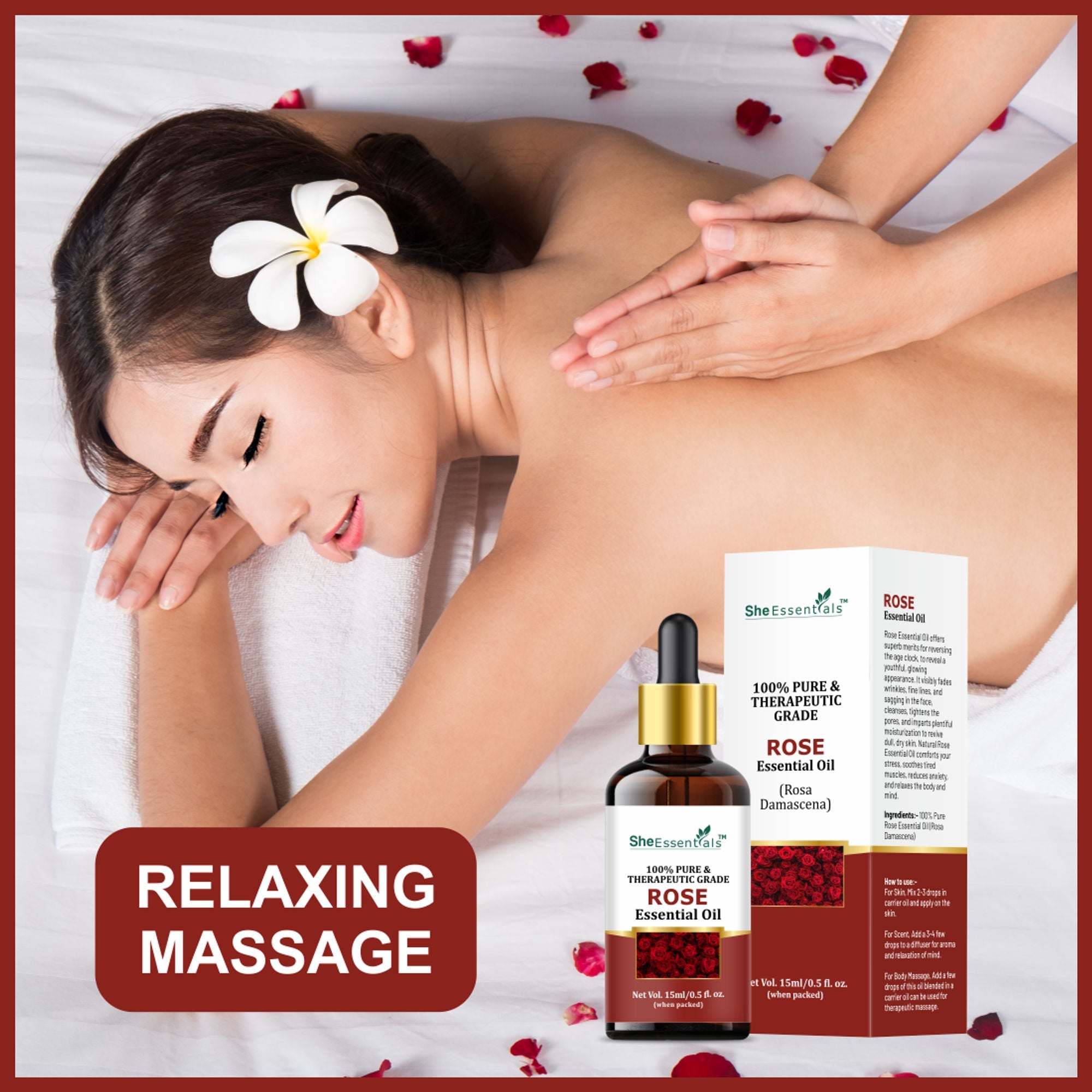 She Essentials Rose Essential Oil For Glowing & Brightening Skin - 100% Natural