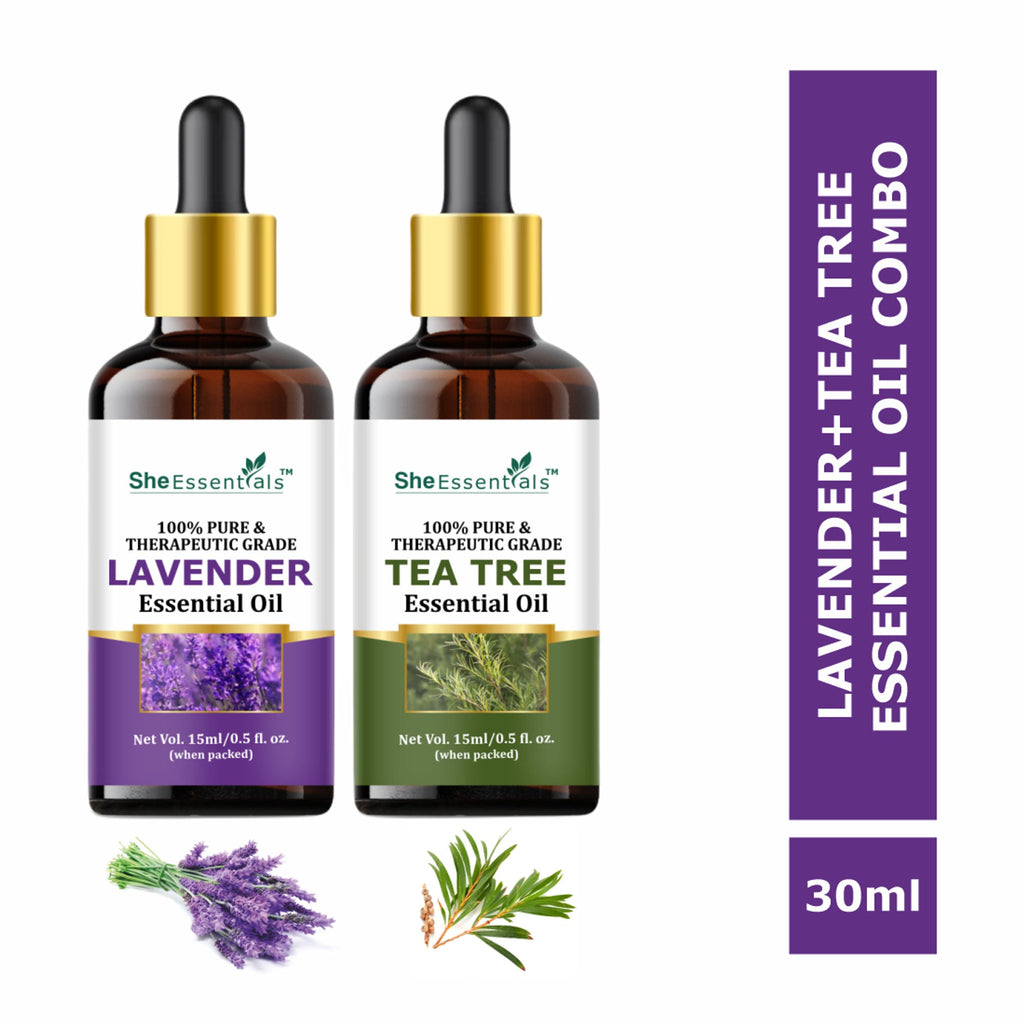 She Essentials Lavender Oil & Tea Tree Essential Oil Combo - Hair & Skincare